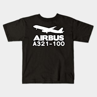 Airbus A321-100 Silhouette Print (White) Kids T-Shirt